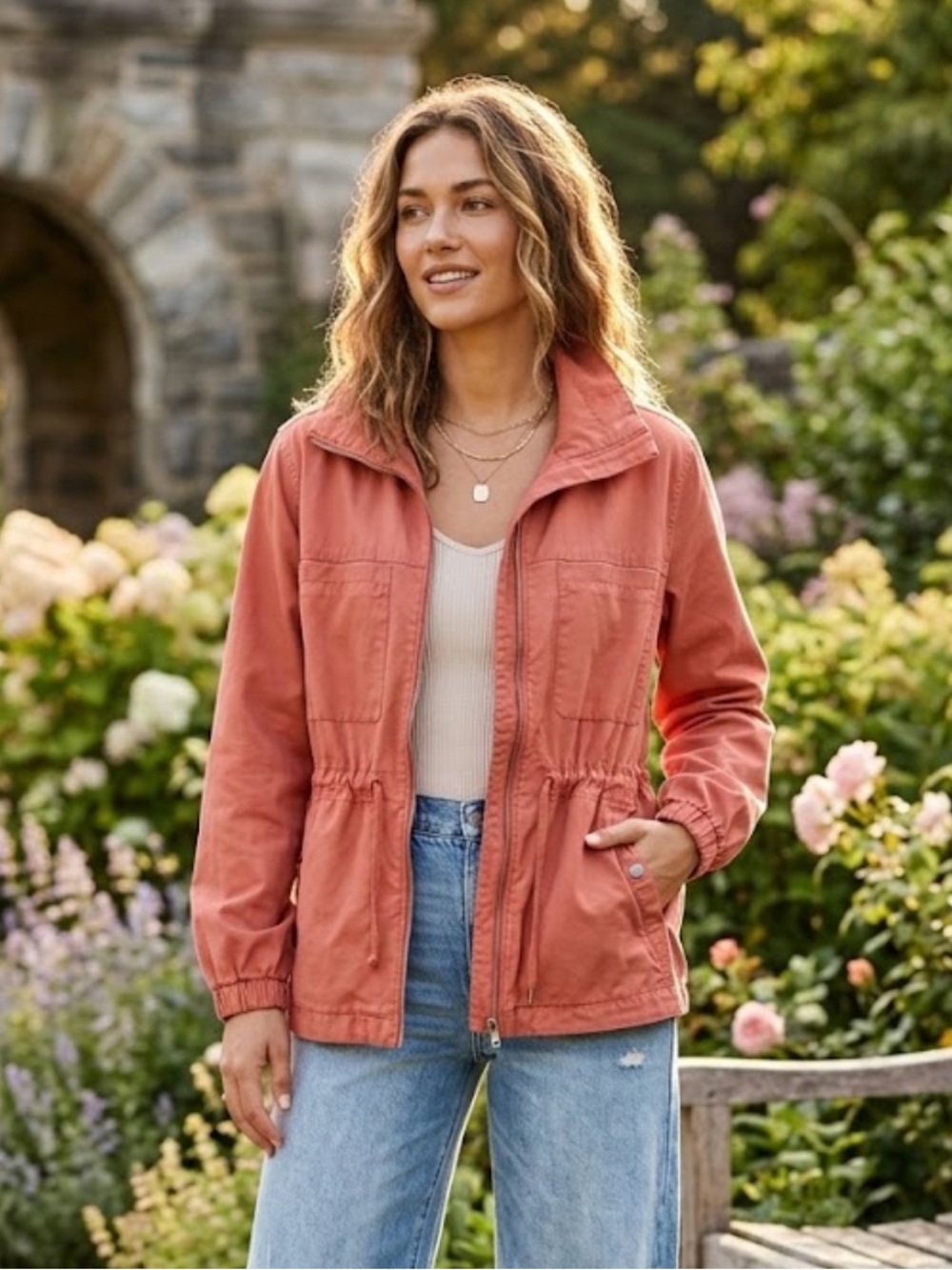 Old Navy Zip-Front Cotton Cargo Utility Jacket Women’s